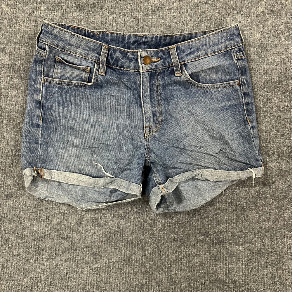 H&M Denim Shorts Womens Size 6 Blue Regular Waist Rolled Cuff Casual Summer